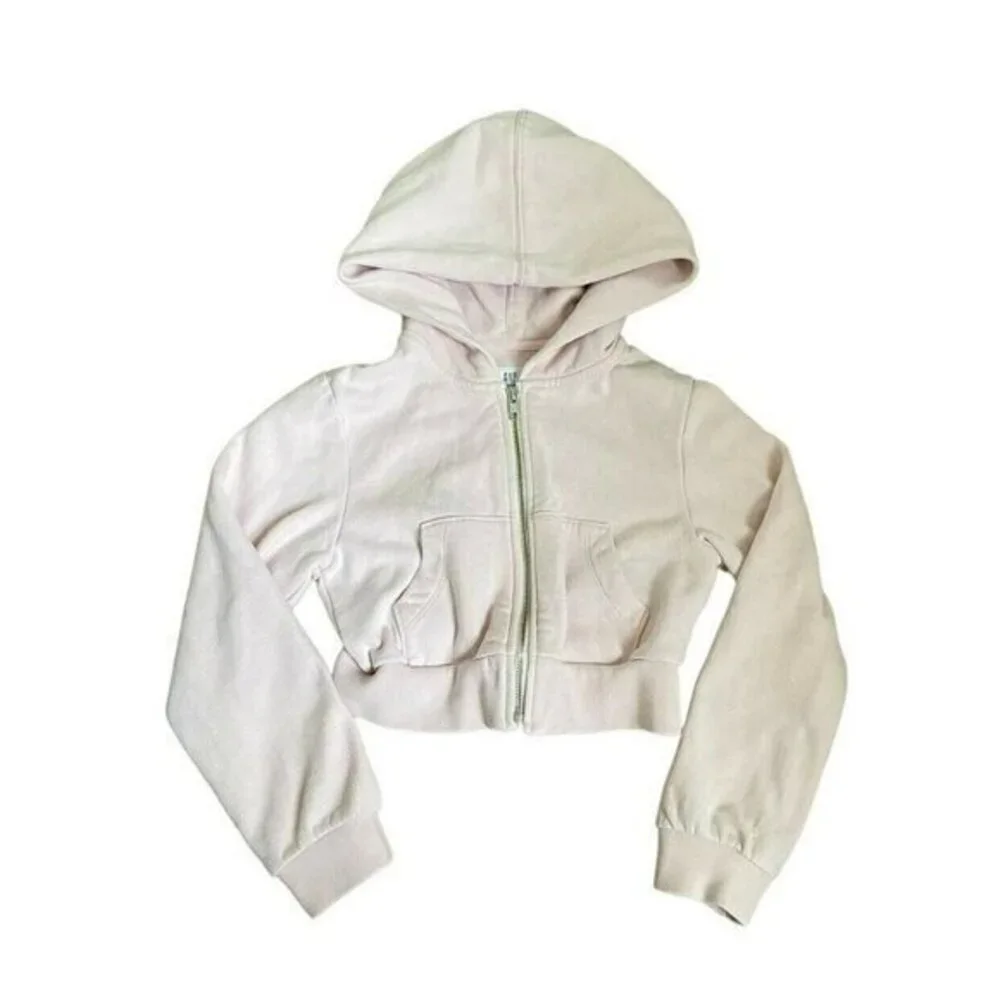 Gap Light Pink Cropped Zip Up Sweatshirt